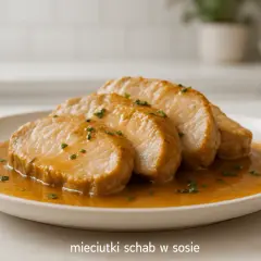 Soczyste plastry schabu wieprzowego w sosie, idealne do duszenia. Dowiedz się, ile dusic wieprzowine, by uzyskać ten efekt.