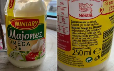 Słoik majonezu Winiary Omega 3:6, idealny do kanapek i sałatek.